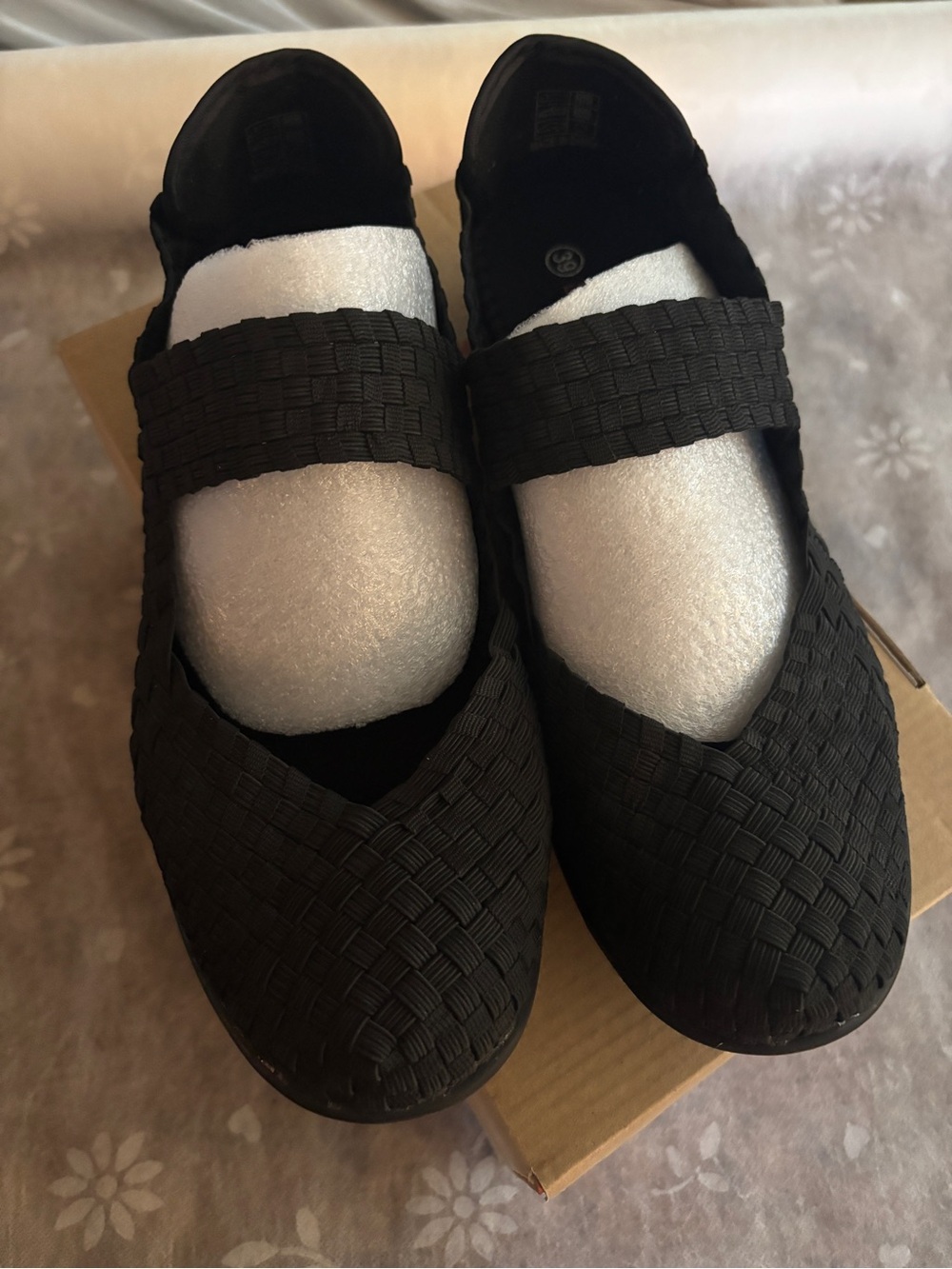 Bernie Mev Lulia Black Woven Mary Jane Size EU/39,US 8 NWB